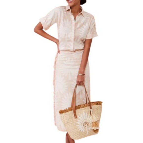 Spartina 449 Dresses & Skirts - Spartina Kai Linen Shirt & Kade Linen Skirt Callawassie Palmetto Tan Fringe Sz M